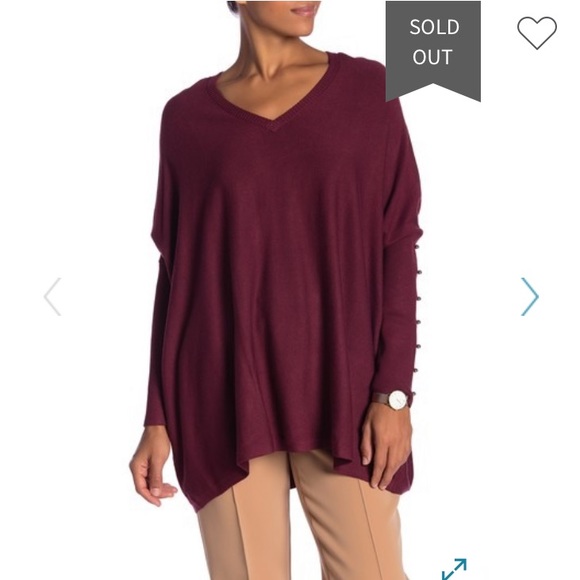 Nordstrom Sweaters - JOSEPH A Solid V-Neck Poncho Sweater